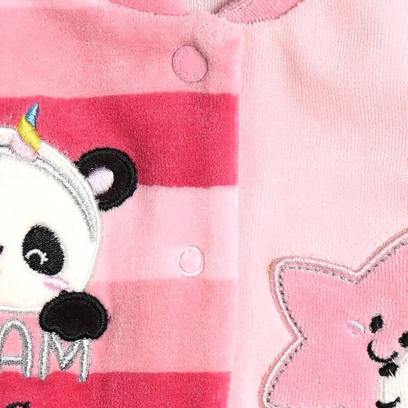 Girls Medium Pink Velour Front Opening Babysuit image number null